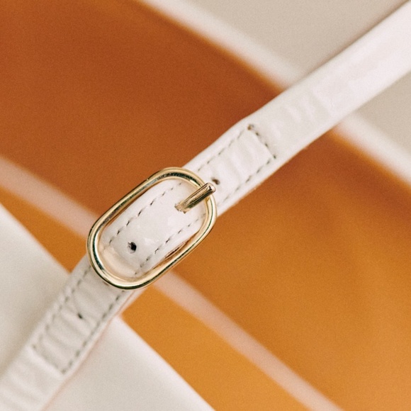 Sezane Angelique Mary Janes White Lacquer - Size 8 - Picture 3 of 4